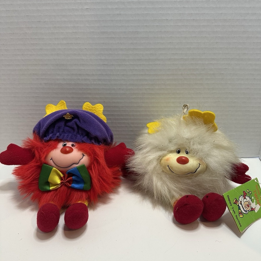 Vintage Lot Of 2 Rainbow Brite‎ Sprite Red W Hat &White Plush Hallmark Toy 1983